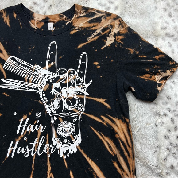Hair Hustler Bleached Short Sleeve Graphic Tee Size Large - Picture 3 of 4